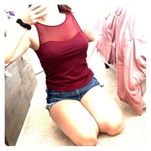 Semi sheer neckline top